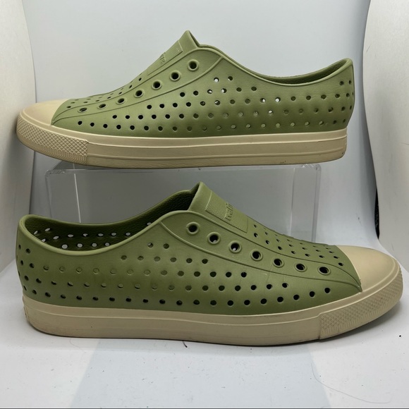 NATIVE Womens 11 Jefferson Green Perforated Rubber SlipOn Casual Comfort Shoes - Picture 1 of 7